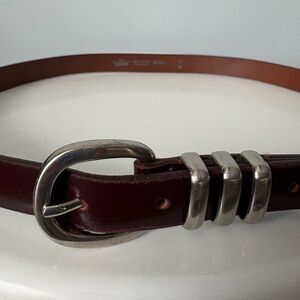 Mexx Burgundy Leather Belt with Silver Buckle